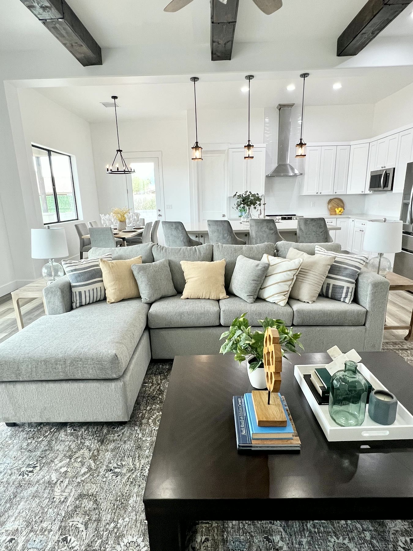 After staging image of a furnished Gold Canyon living and kitchen space