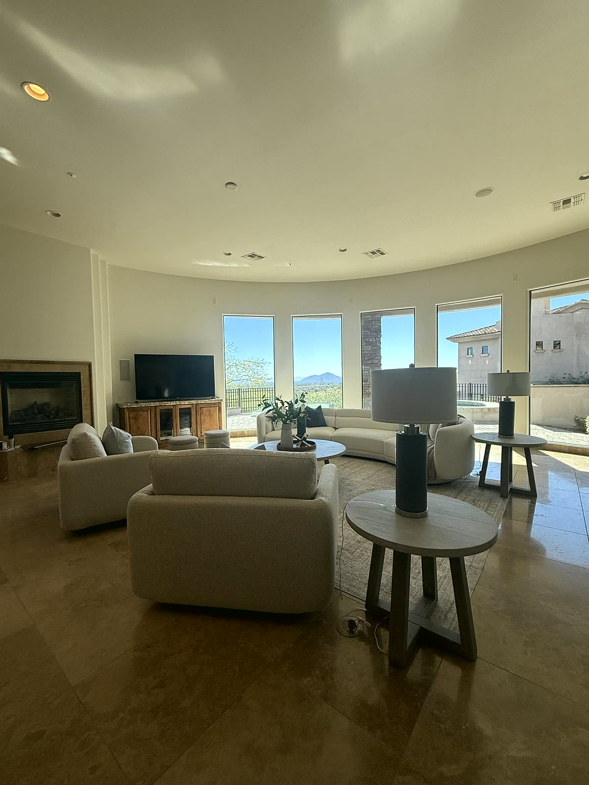 Luxury Scottsdale open living room staged for a premium listing