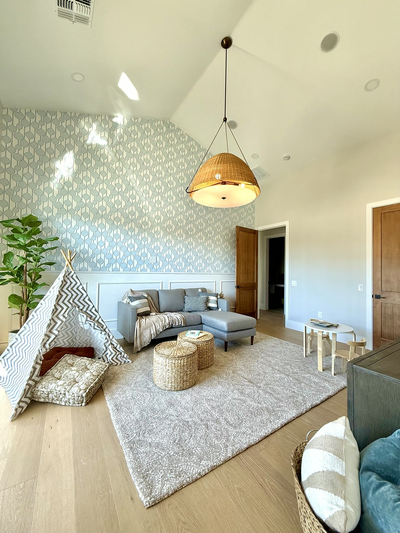 Luxury Scottsdale sitting area staged with soft neutral furnishings