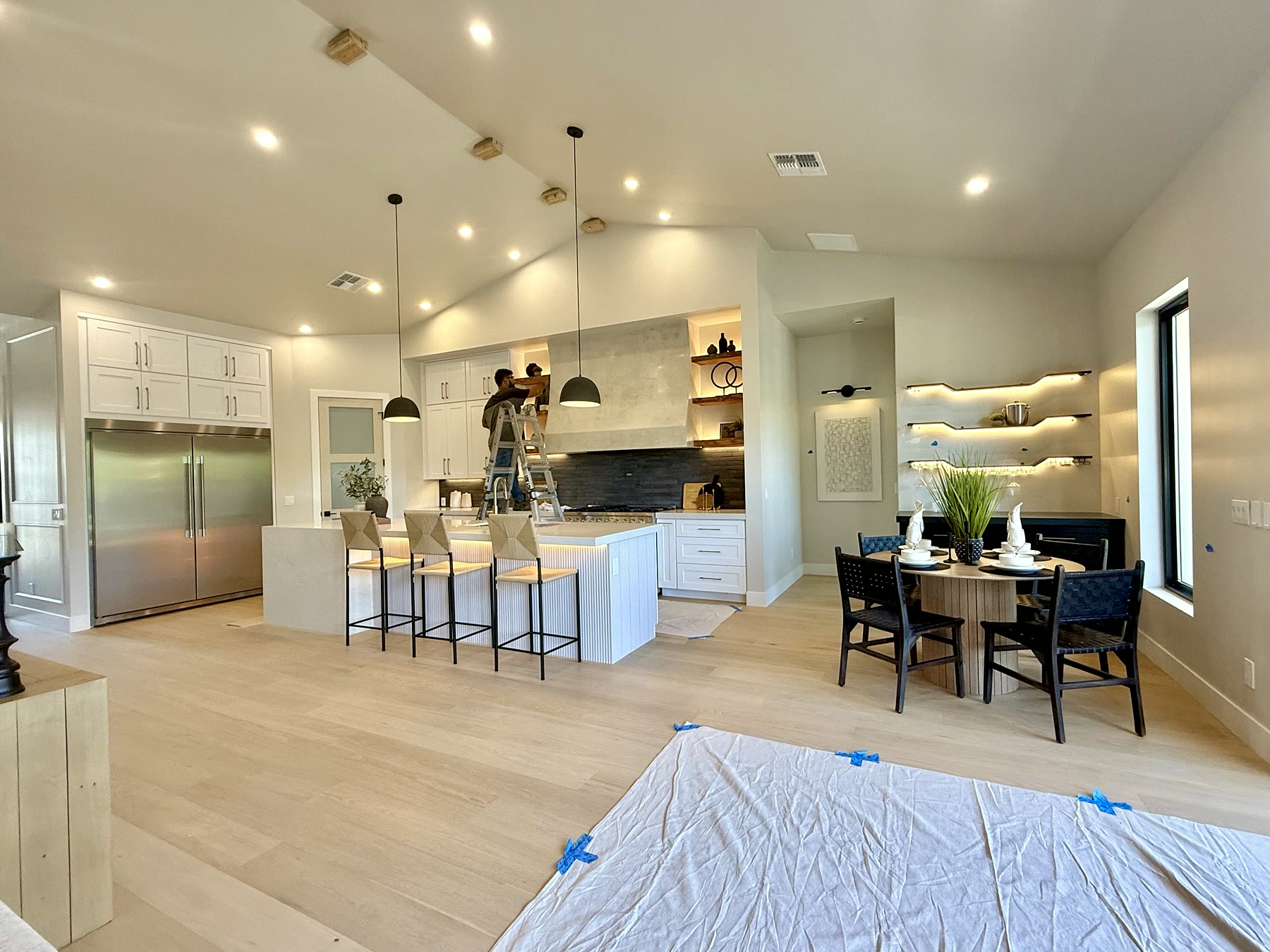 Phoenix open kitchen and living area staged for listing photography